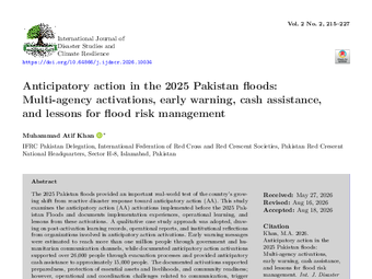 Anticipatory Action in the 2025 Pakistan Floods: Multi-Agency Activations, Early Warning, Cash Assistance, and Lessons for Flood Risk Management