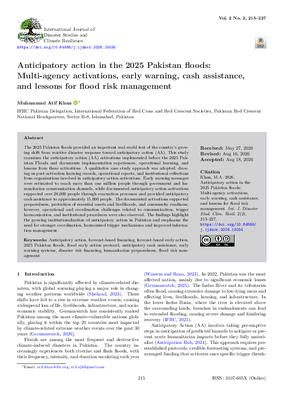 Anticipatory Action in the 2025 Pakistan Floods: Multi-Agency Activations, Early Warning, Cash Assistance, and Lessons for Flood Risk Management