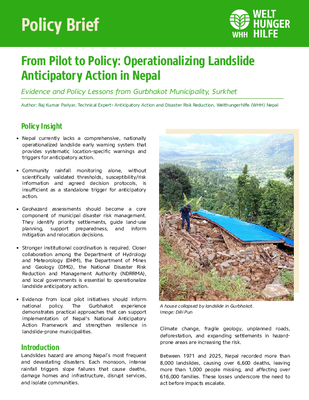 From Pilot to Policy: Operationalizing Landslide Anticipatory Action in Nepal