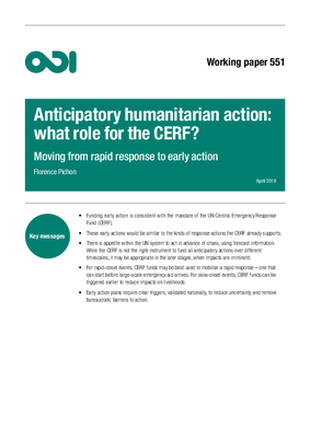 Anticipatory humanitarian action: what role for the CERF? Moving from rapid response to early action
