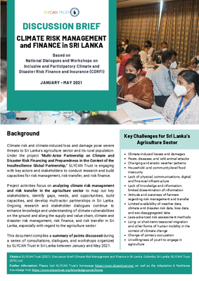 Discussion Brief: Climate Risk Management and Finance in Sri Lanka