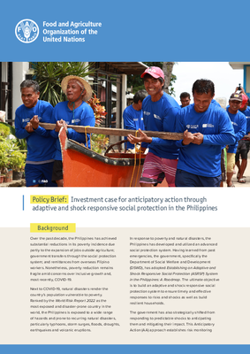 Investment case for anticipatory action through adaptive and shock responsive social protection in the Philippines