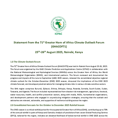 File: Technical statement from the 71st Greater Horn of Africa Climate ...