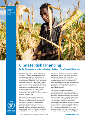Climate Risk Financing: Early Response and Anticipatory Actions for Climate Hazards