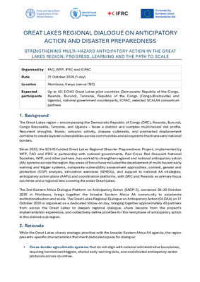 Great Lakes Regional Dialogue on Anticipatory Action and Disaster Preparedness: Concept Note