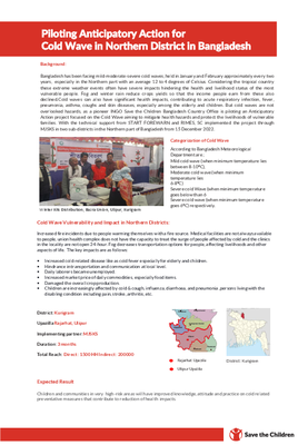 Piloting Anticipatory Action for Cold Wave in Northern District in Bangladesh