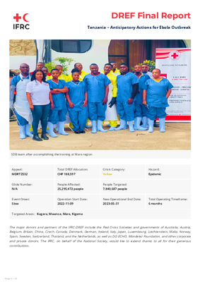 Tanzania – Anticipatory Actions for Ebola Outbreak: DREF Final Report