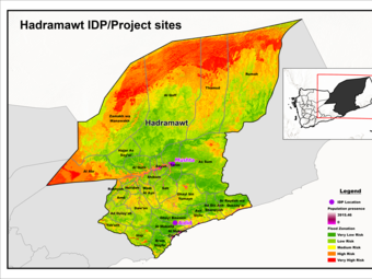 Flood risks for IDP/project sites in Hadramawt, Yemen