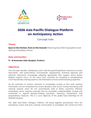 2026 Asia Pacific Dialogue Platform on Anticipatory Action: concept note