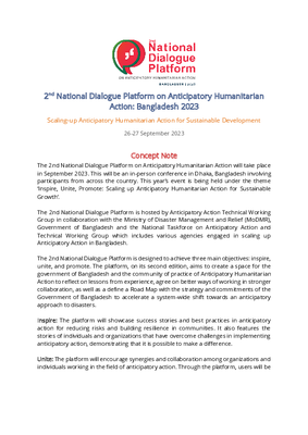 Concept note for the 2nd National Dialogue Platform on Anticipatory Humanitarian Action: Bangladesh 2023