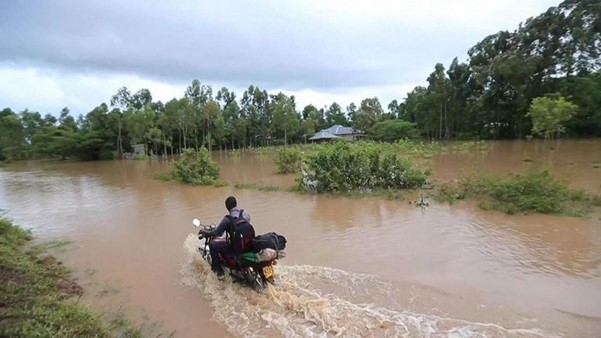 Image shows The River Nzoia burst its banks in Budalangi, western Kenya